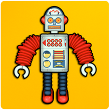 Load image into Gallery viewer, Jointed Retro Robot from Space Cutout
