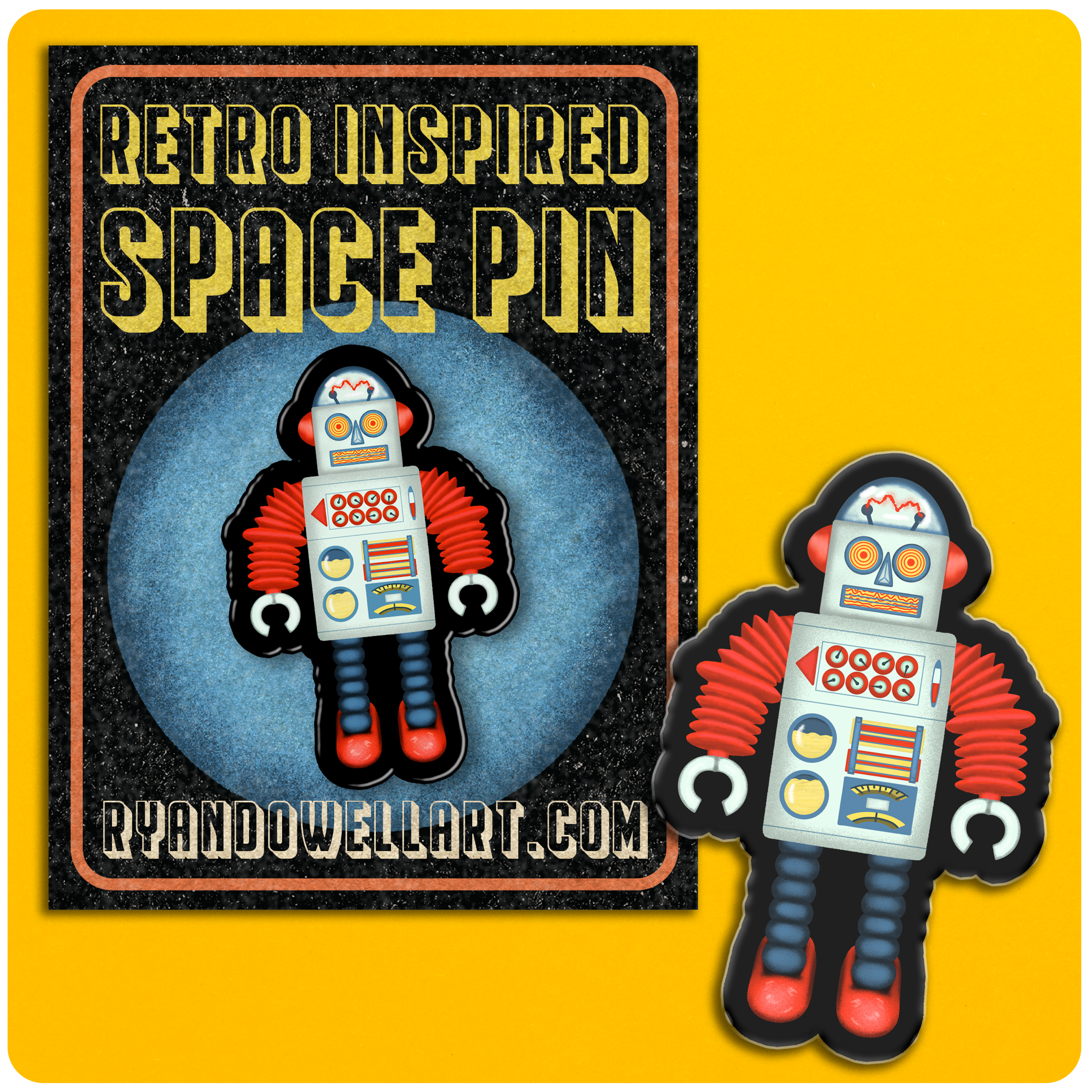 Retro Space Robot Lapel Pin