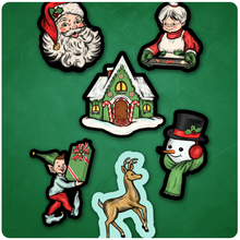 Load image into Gallery viewer, Retro Inspired Santa&#39;s Workshop Christmas Cutout Set of 6
