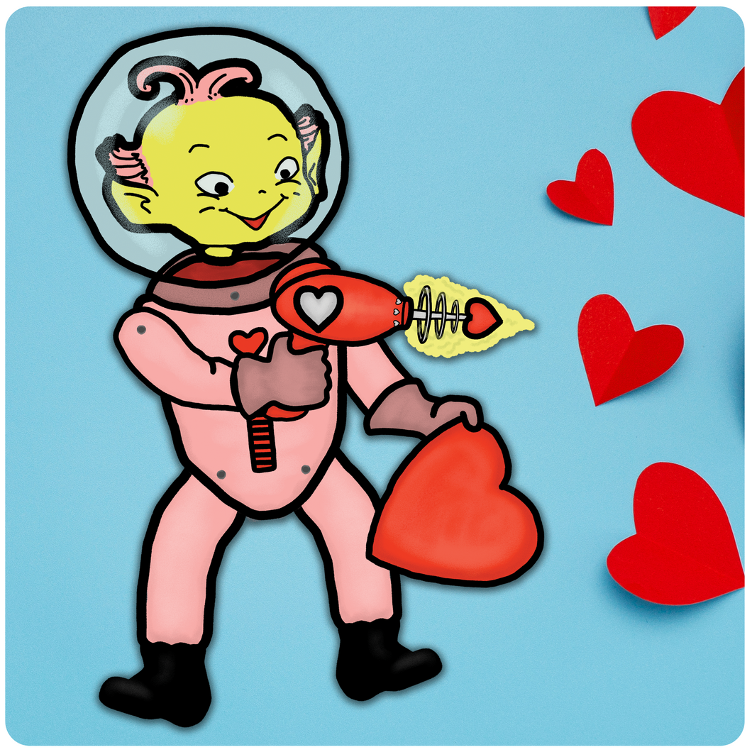 Retro Inspired Valentine's Day Jointed Alien Cutout Decoration