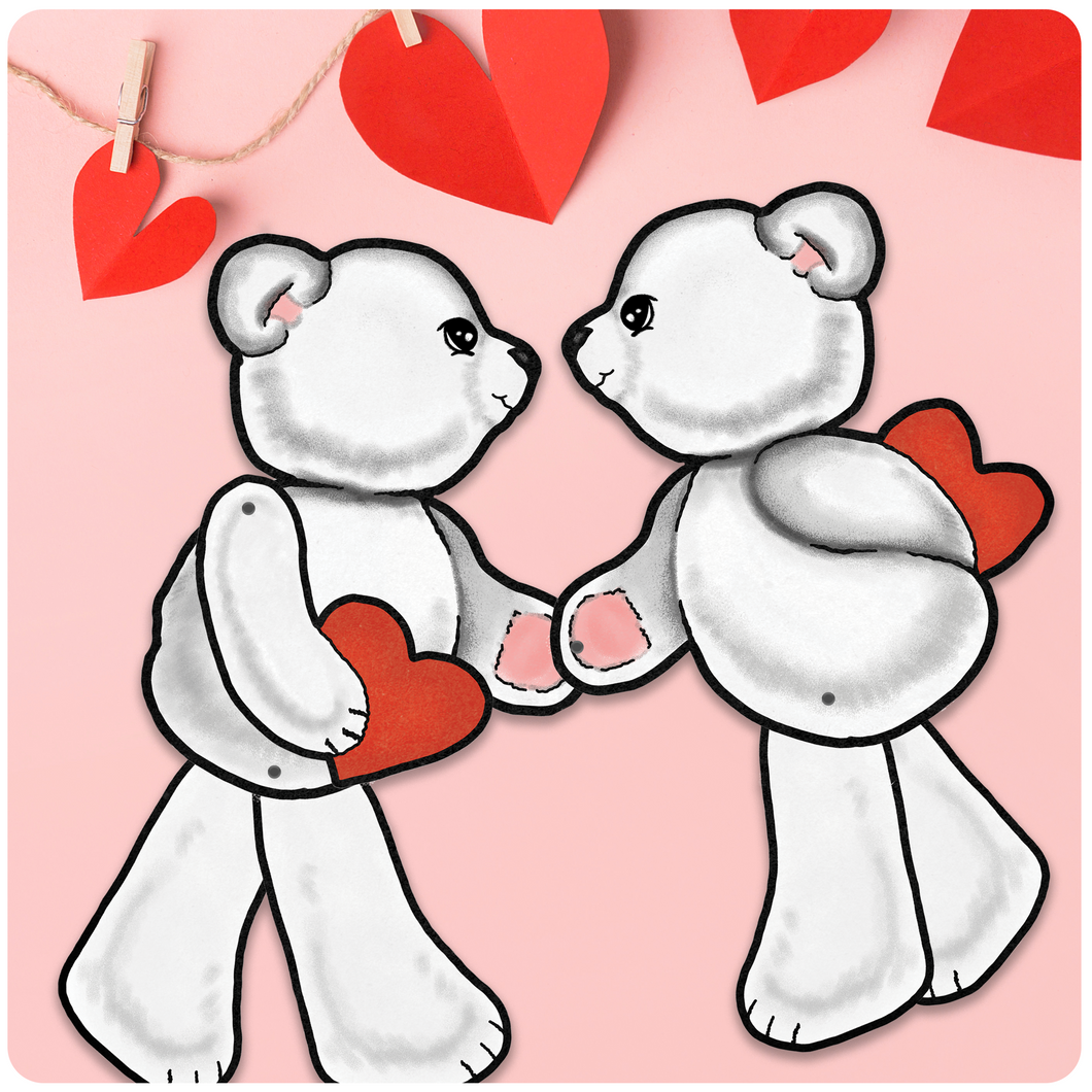 Valentine's Day Jointed Pair of Love Bear Cutouts