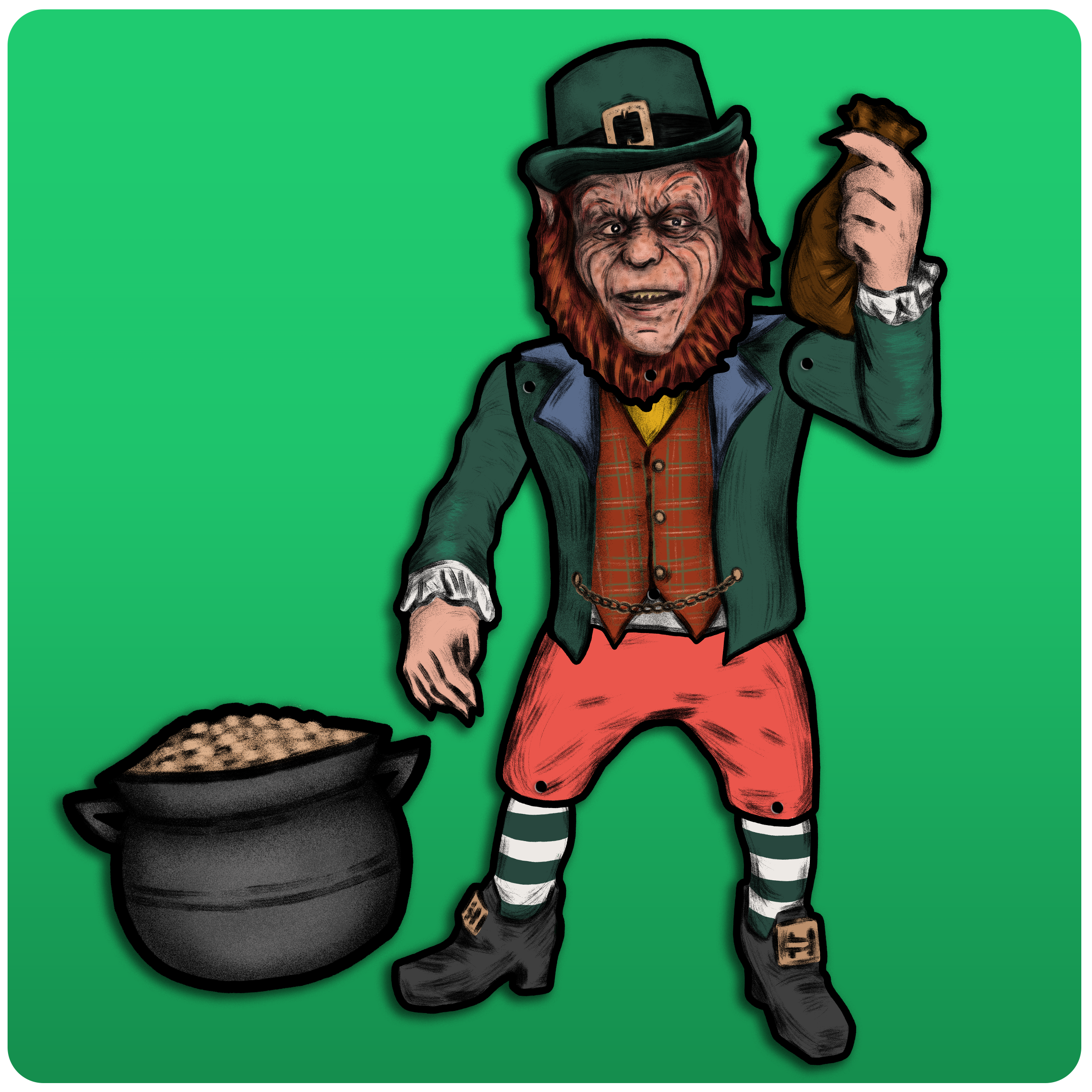 Retro Inspired Leprechaun Jointed Cutout Horror Wall Decoration