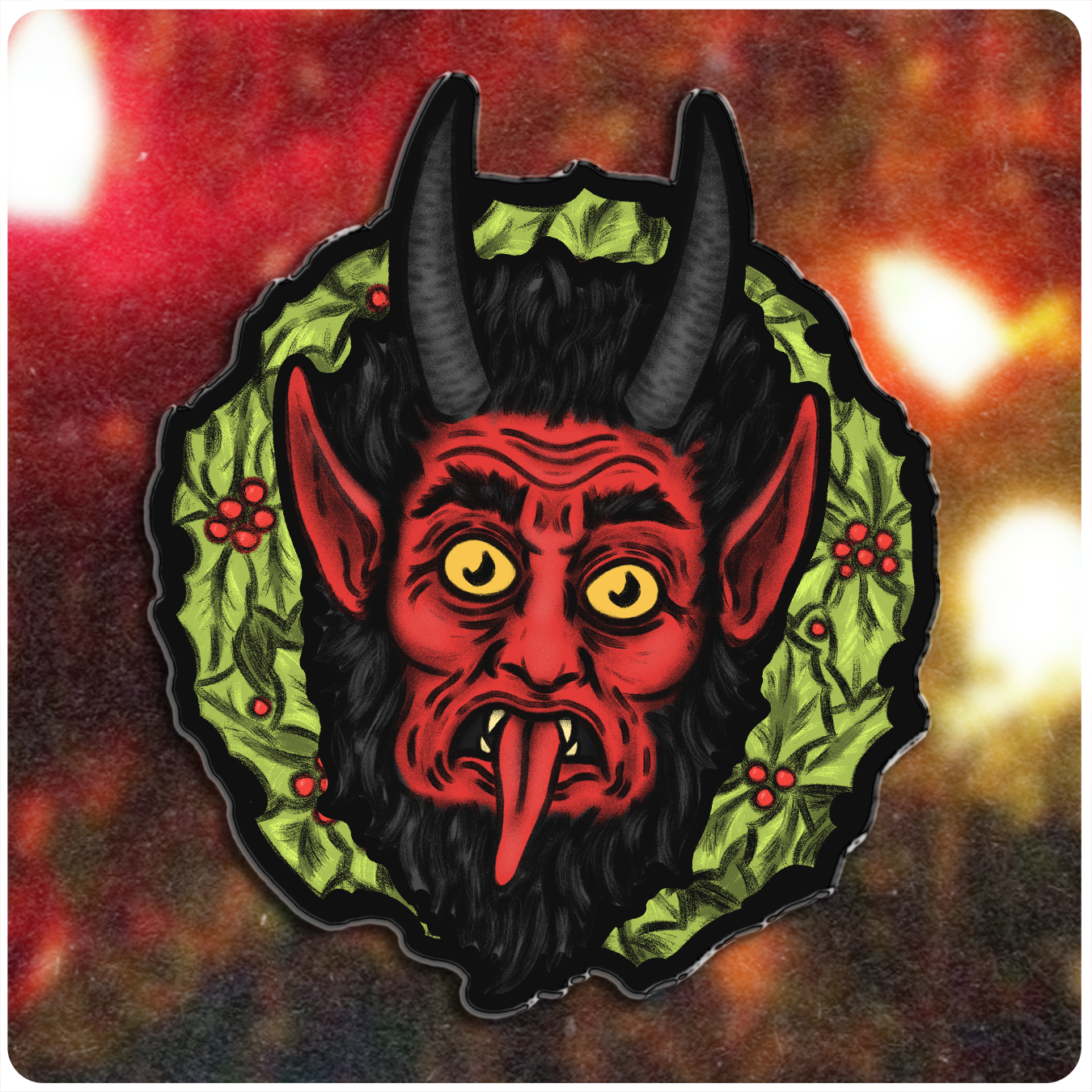Krampus Wreath Acrylic Pin