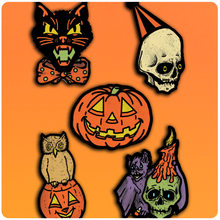 Load image into Gallery viewer, Classic Retro Inspired Halloween Icons Cutout Set of 5
