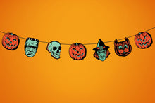 Load image into Gallery viewer, Retro Inspired Creepy Glow Style Halloween Character Cutout Banner

