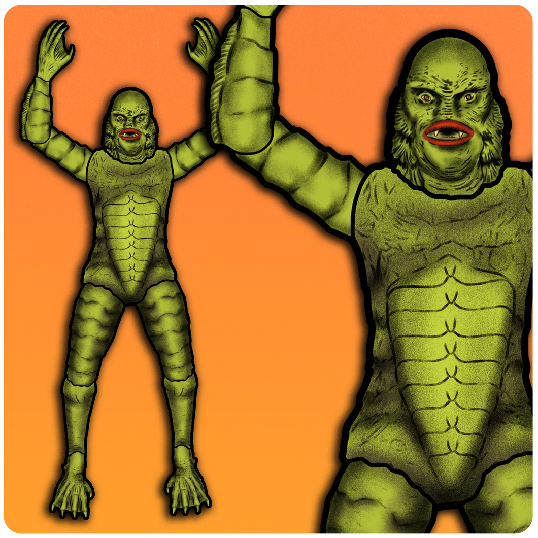 Retro Inspired Halloween Jointed Gill-Man Creature Monster Decoration