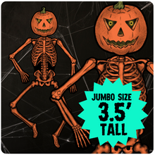 Load image into Gallery viewer, 3.5&#39; Retro Style Halloween Jointed Pumpkin Skeleton Cutout Decoration
