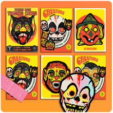Load image into Gallery viewer, Retro Inspired Halloween Mask Wax Pack Trading Card Set
