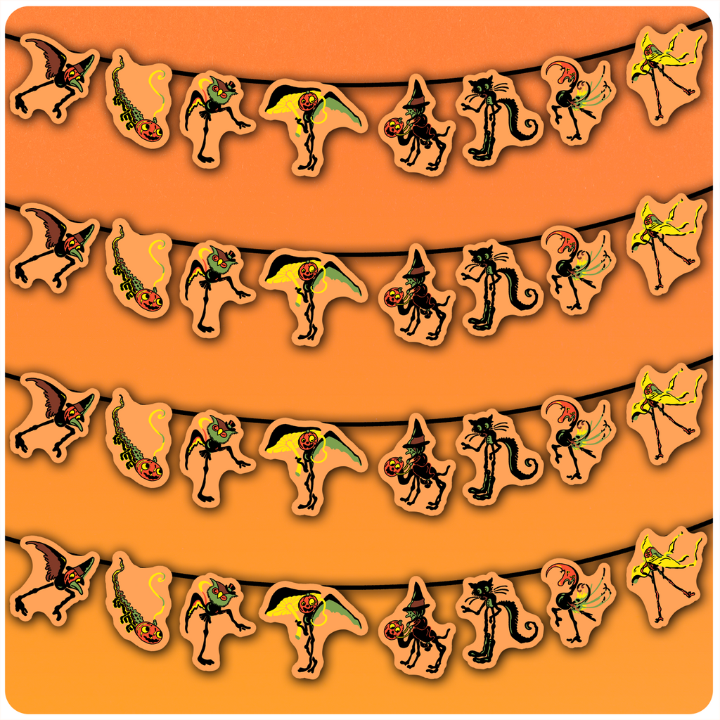 Vintage Inspired Halloween Goblins Banner