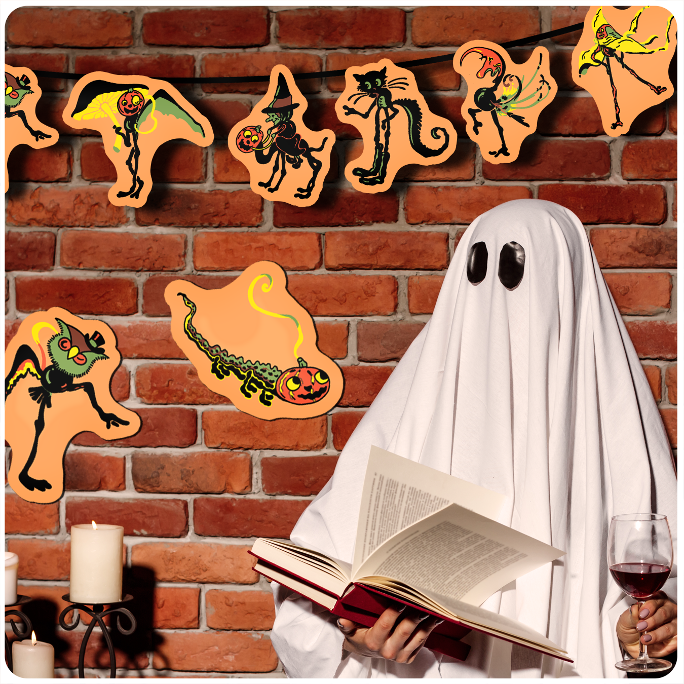 Vintage Inspired Halloween Goblins Banner