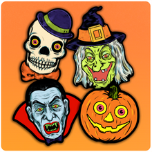 Load image into Gallery viewer, Retro Halloween Heads Cutout Set
