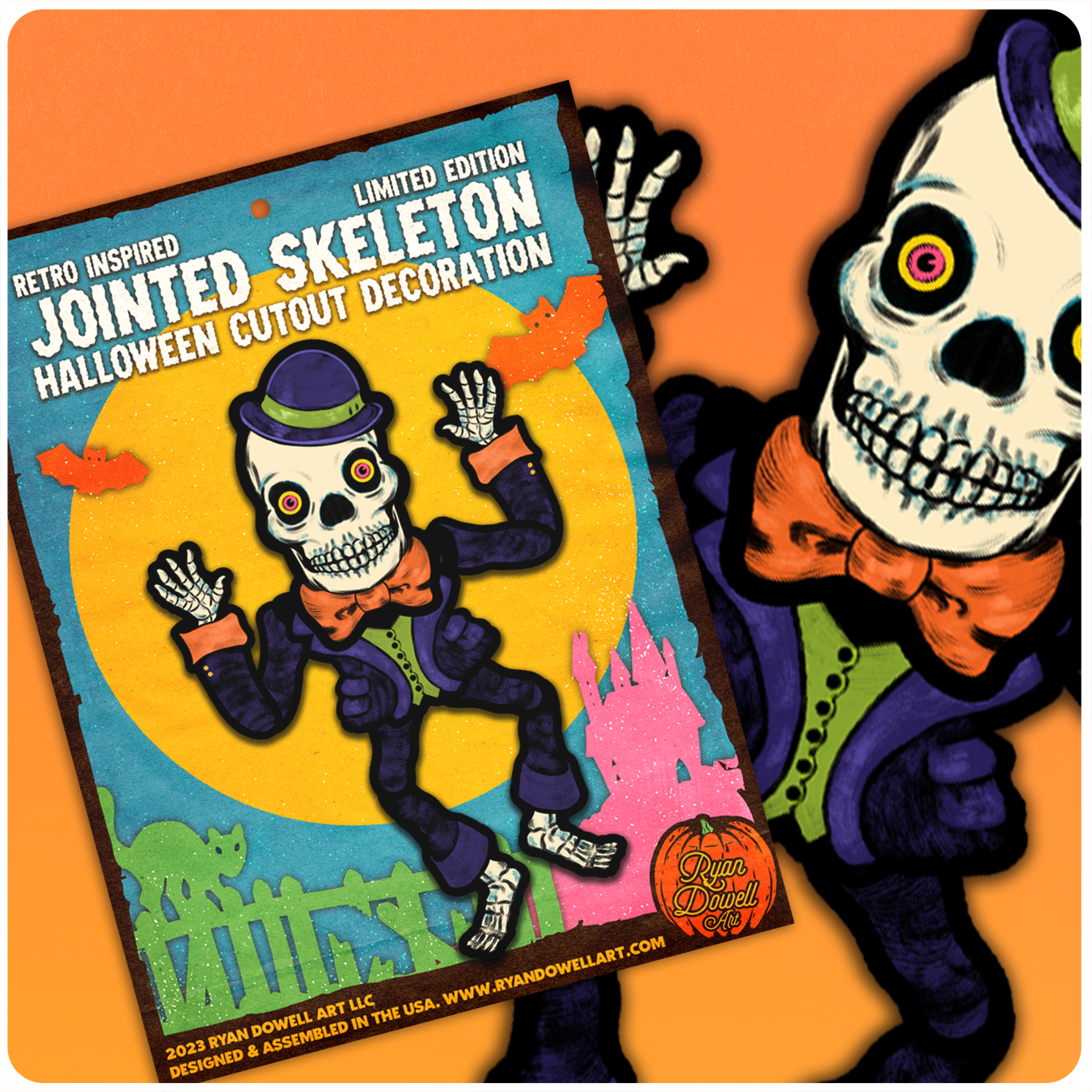 Jointed Halloween Skeleton Cutout Decoration