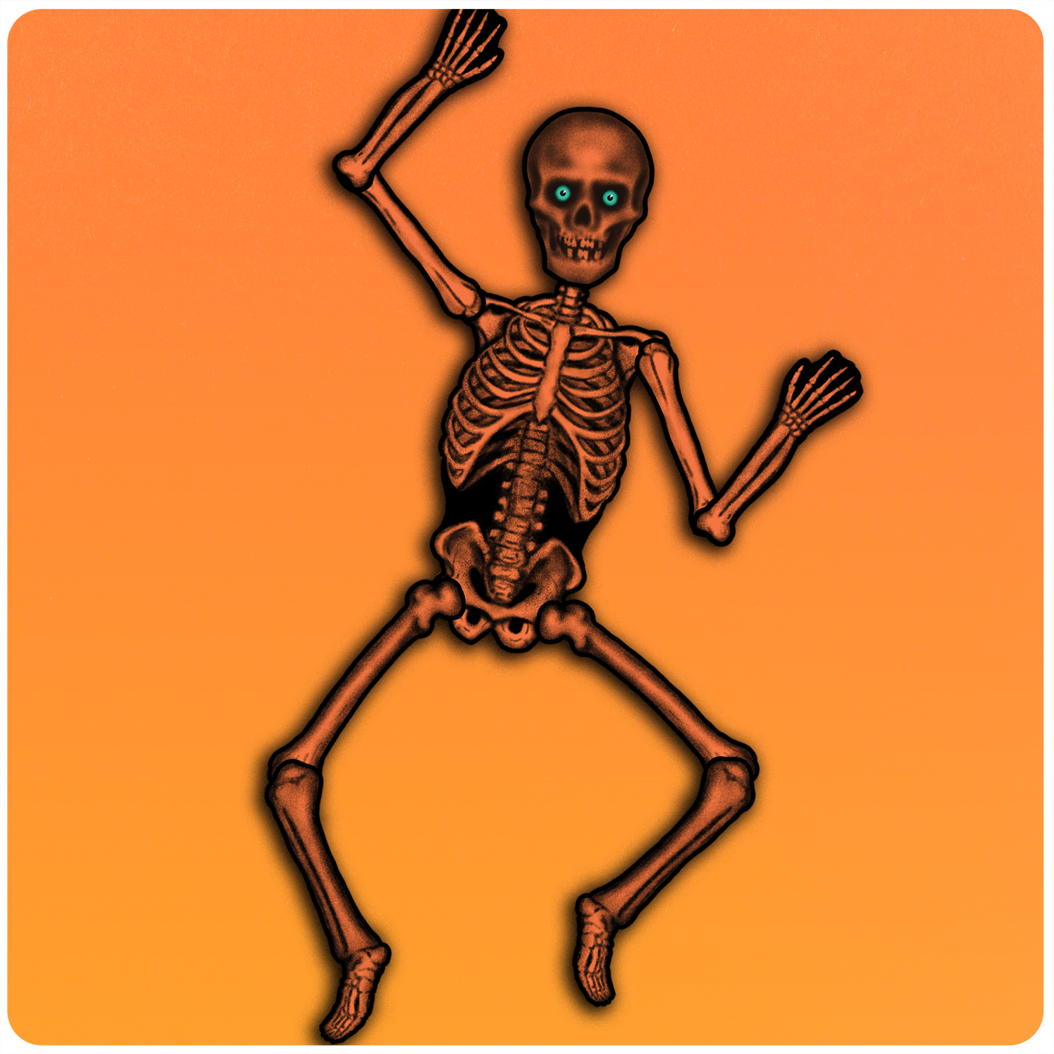 3.5' Retro Style Halloween Jointed Orange Skeleton Cutout Decoration