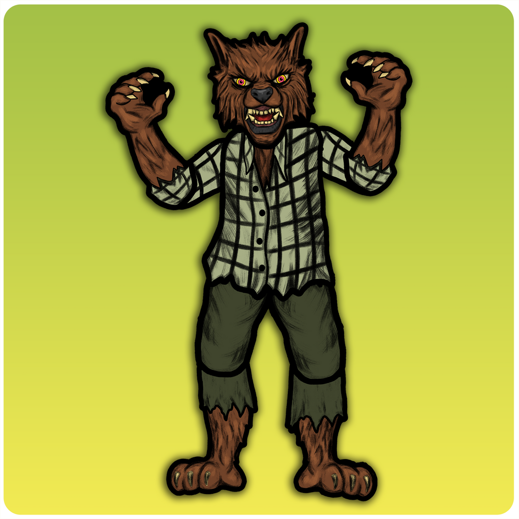 Retro Inspired Werewolf Jointed Halloween Cutout Decoration