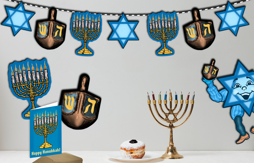Retro Inspired Hanukkah Banner Cutout Set