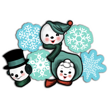 Load image into Gallery viewer, Retro Inspired Winter Snow People &amp; Snowflake Cutout Set
