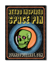 Load image into Gallery viewer, Retro Space Skeleton Lapel Pin
