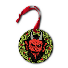 Load image into Gallery viewer, Krampus Wreath Metal Disc Christmas Tree Ornament
