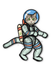 Load image into Gallery viewer, Jointed Outer Space Cat Cutout

