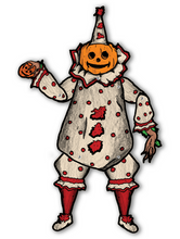 Load image into Gallery viewer, Deluxe Jointed Vintage Style Pumpkin Clown Halloween Decoration
