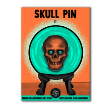 Load image into Gallery viewer, Retro Inspired Creepy Skull Halloween Lapel Pin
