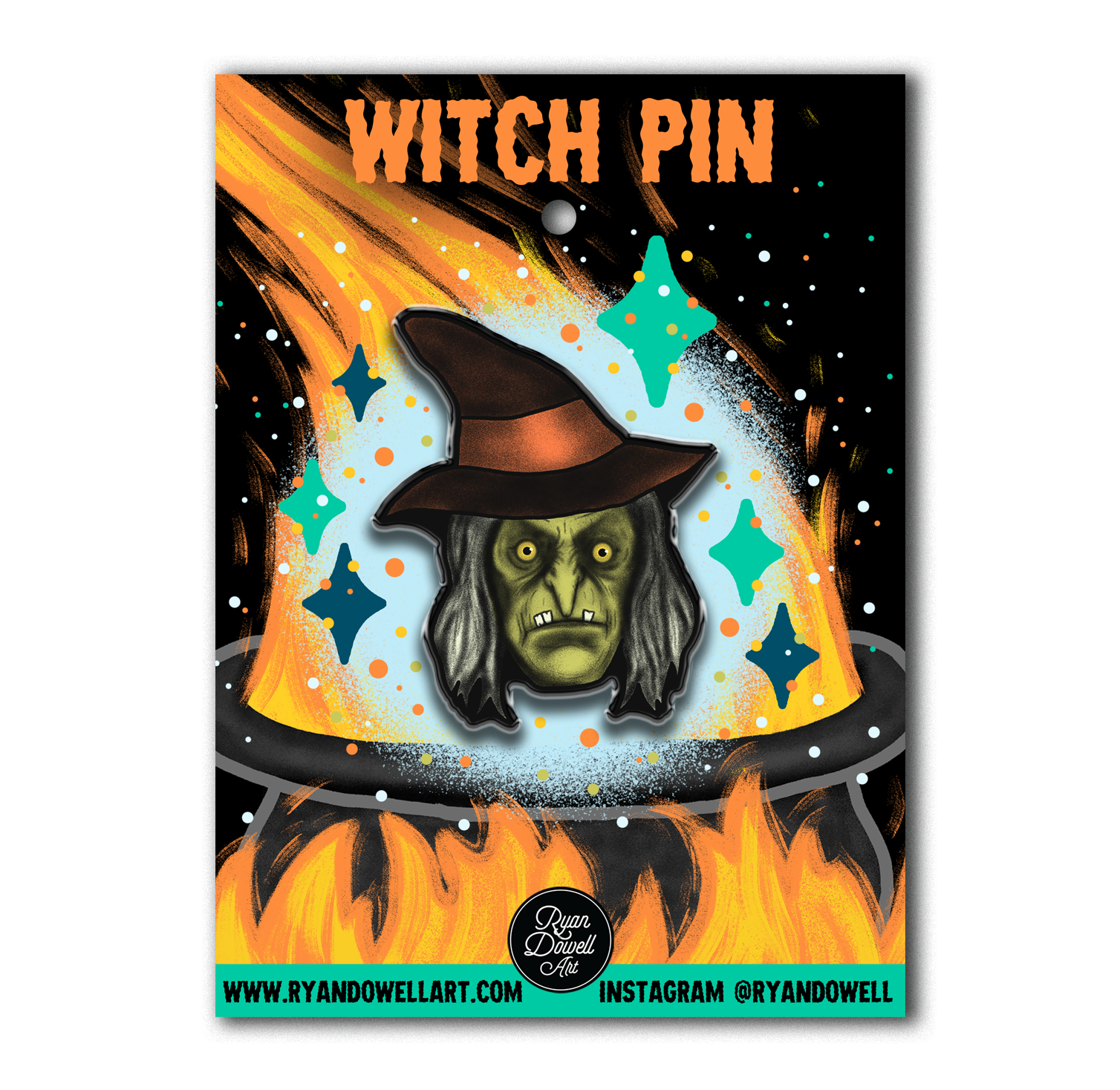 Creepy Witch Halloween Lapel Pin