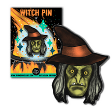 Load image into Gallery viewer, Creepy Witch Halloween Lapel Pin

