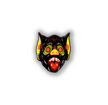 Load image into Gallery viewer, Retro Inspired Creature Halloween Mask Pin Bat Lapel Pin
