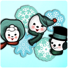 Load image into Gallery viewer, Retro Inspired Winter Snow People &amp; Snowflake Cutout Set
