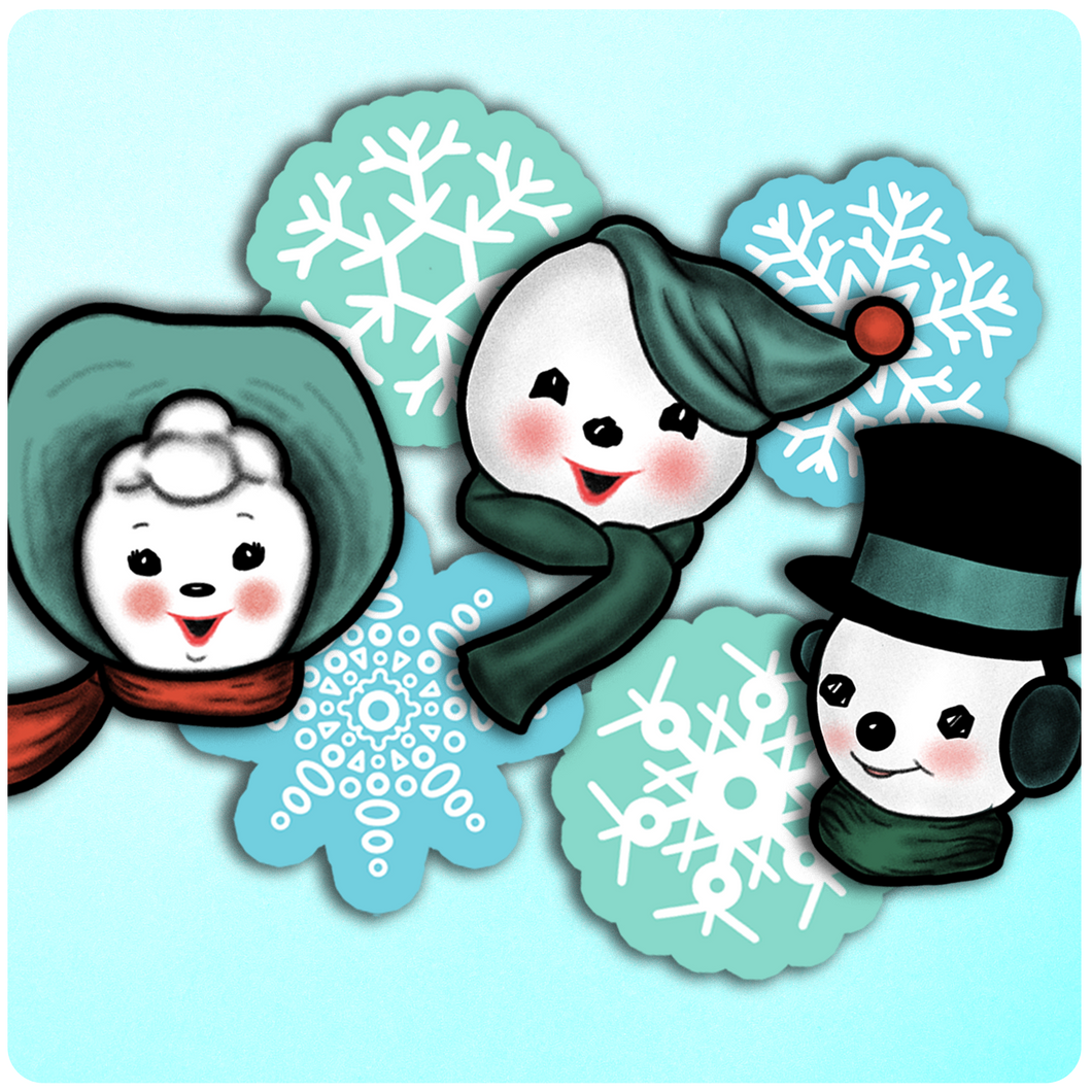 Retro Inspired Winter Snow People & Snowflake Cutout Set