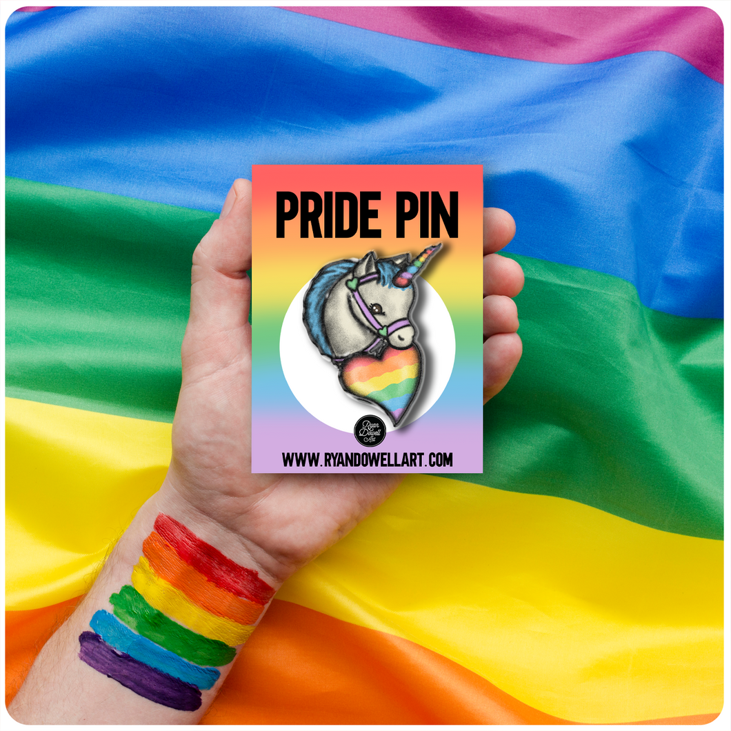 Retro Style Pride Rainbow Unicorn Lapel Pin