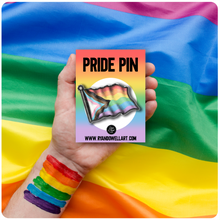 Load image into Gallery viewer, Retro Pride Waving Rainbow Flag Lapel Pin
