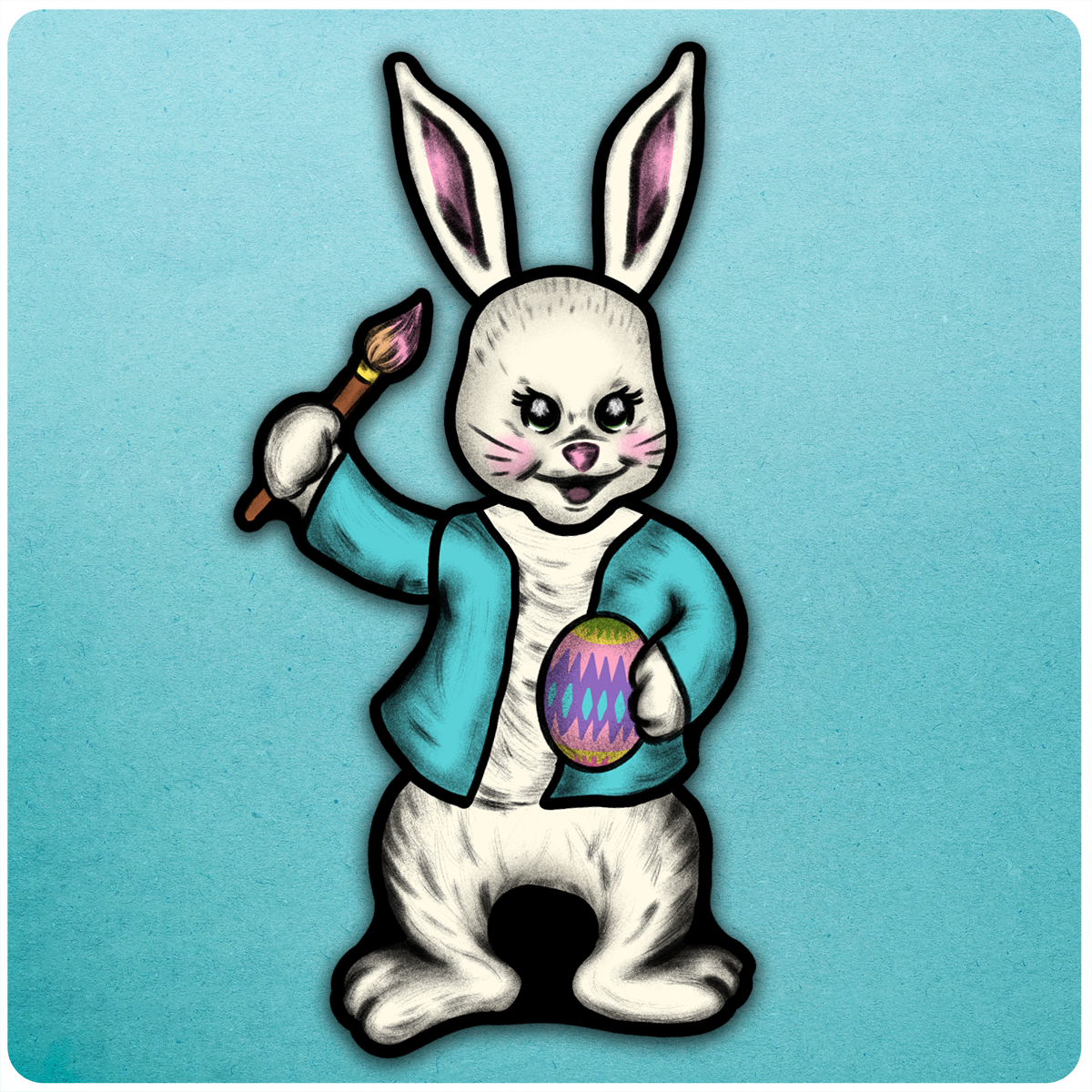 Retro Inspired Whimsical Easter Jointed Easter Bunny Cutout Decoration