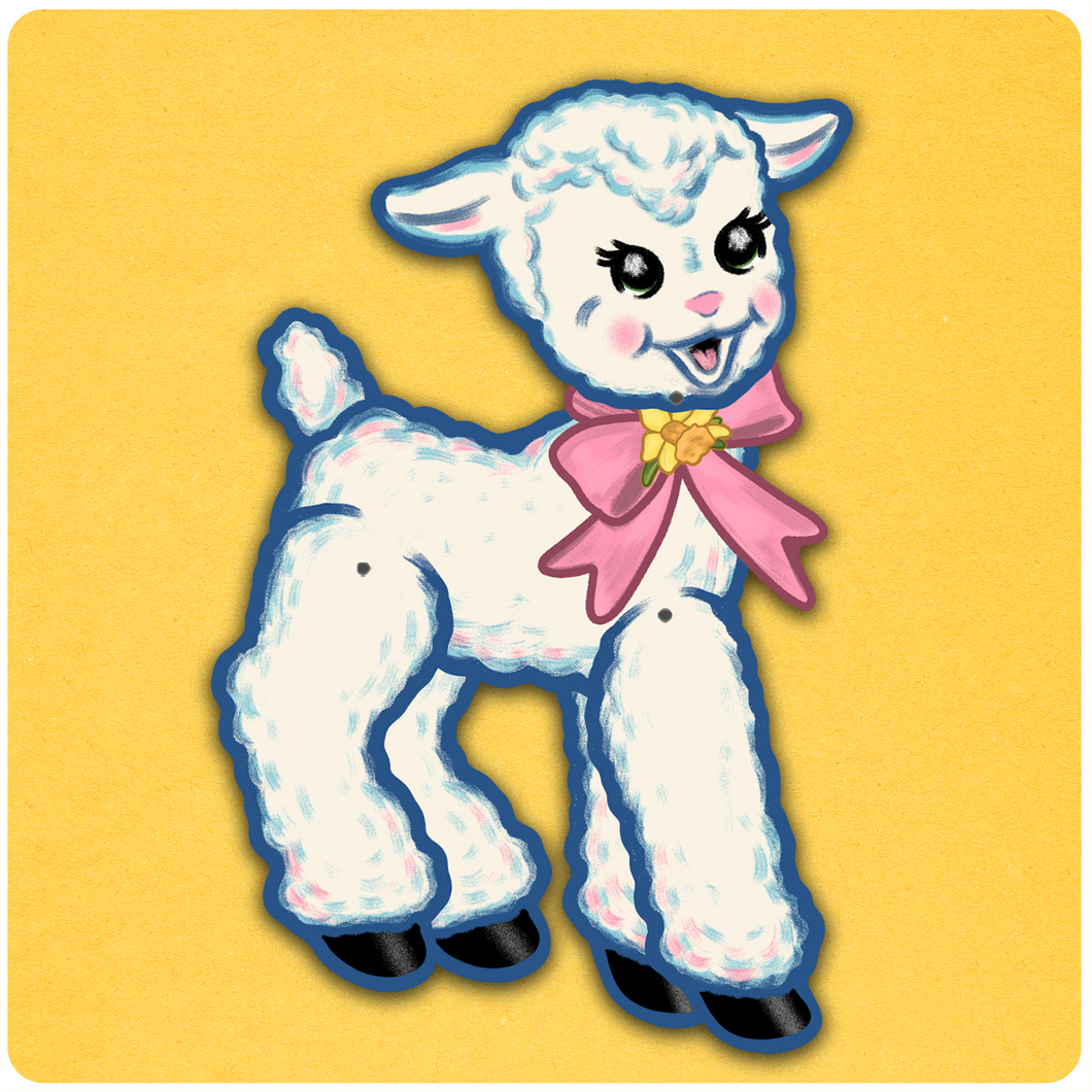Retro Inspired Cute Easter Jointed Lamb Cutout Decoration