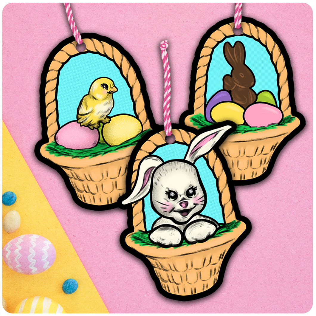Retro Inspired Easter Basket Ornament Set