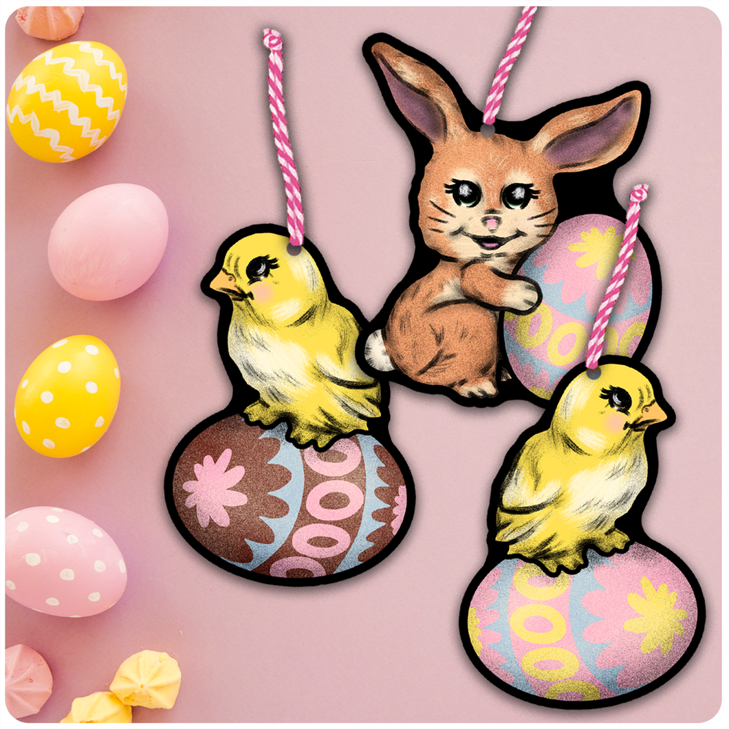 Retro Inspired Easter Critters Ornament Set