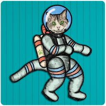 Load image into Gallery viewer, Jointed Outer Space Cat Cutout
