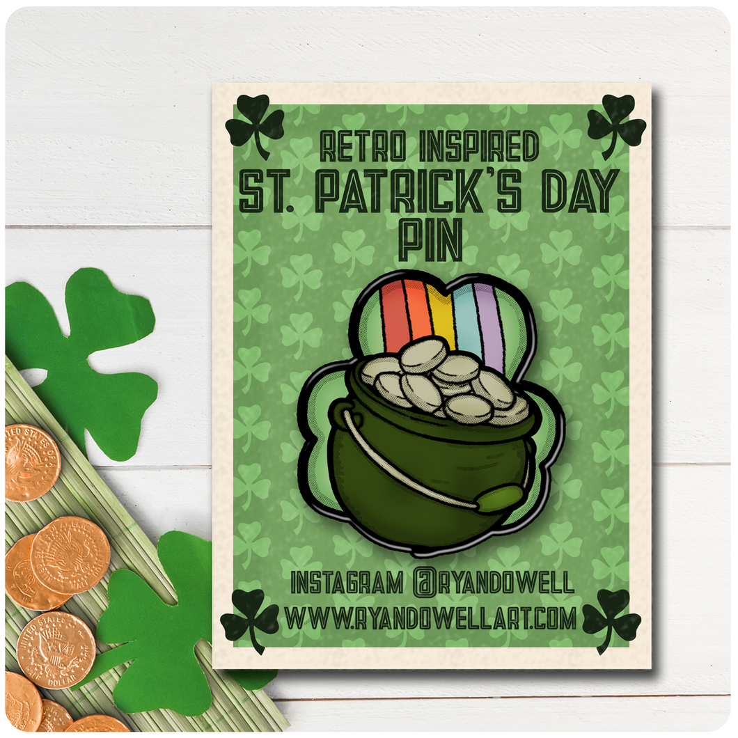 St. Patrick's Day Lucky Rainbow and a Pot of Gold Lapel Pin