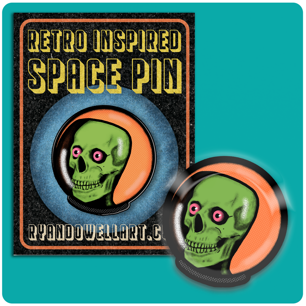 Retro Space Skeleton Lapel Pin