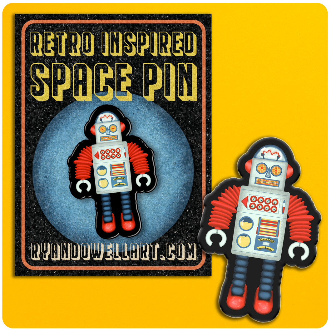 Retro Space Robot Lapel Pin