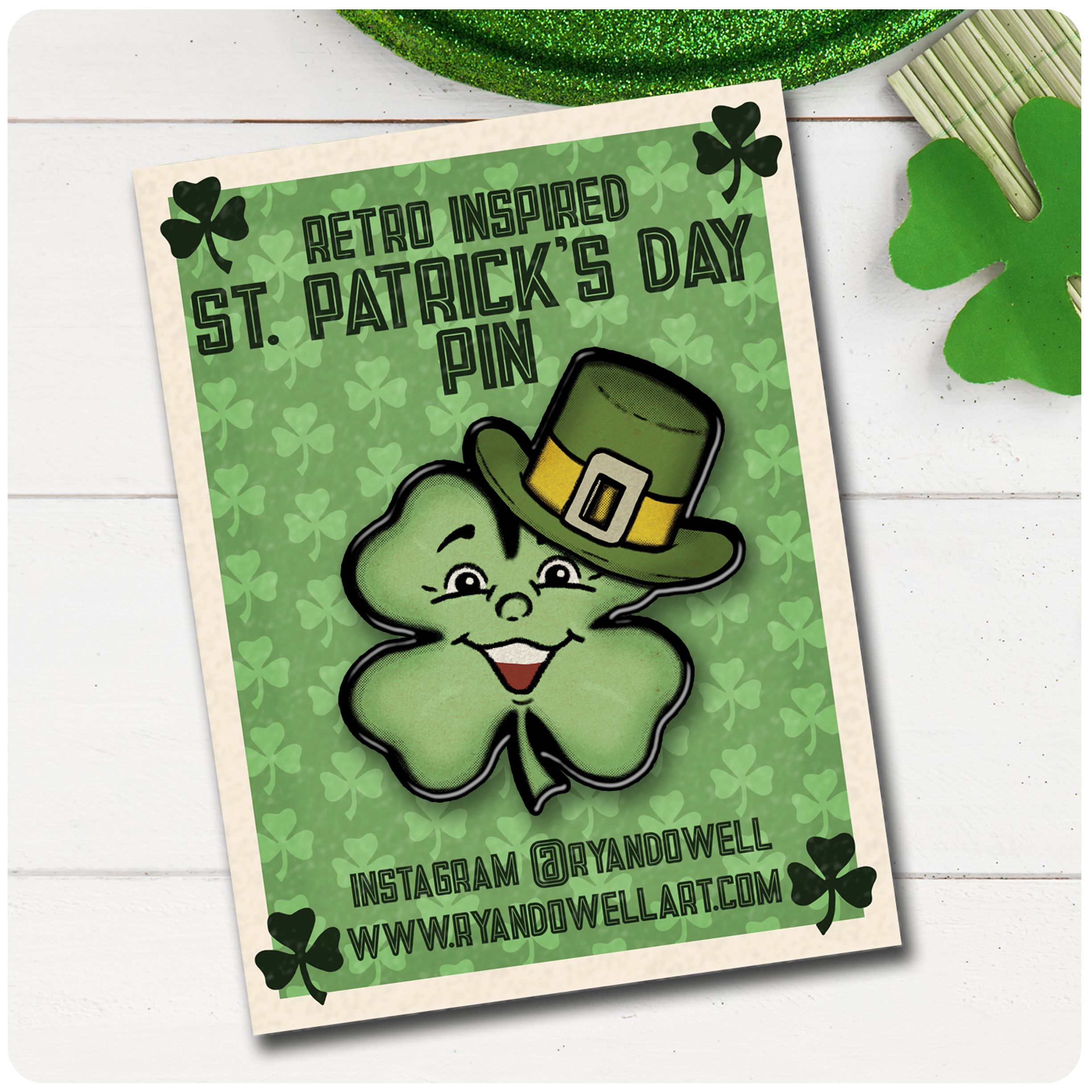 Happy Shamrock St. Patrick's Day Lapel Pin