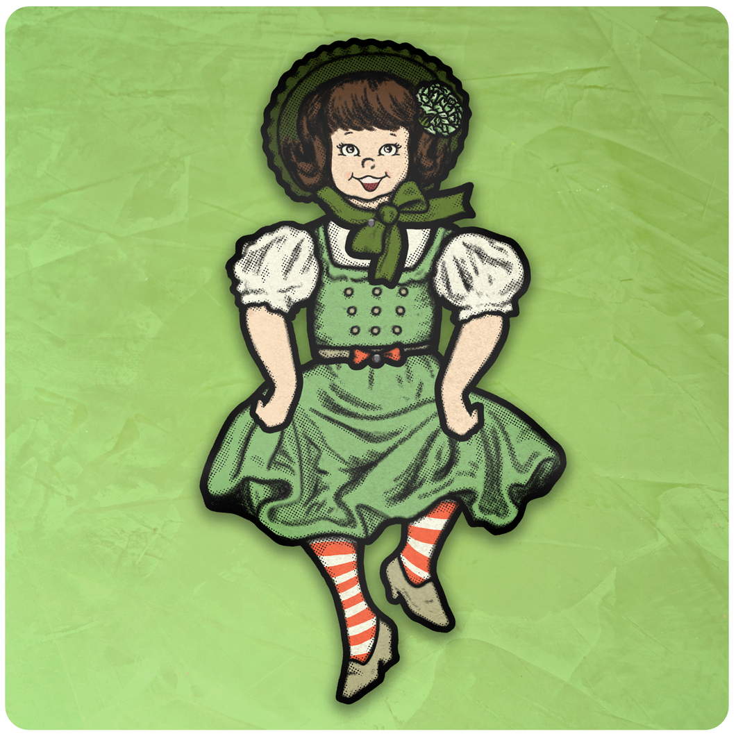 Retro Inspired Jointed St Patrick's Day Dancing Irish Girl Cutout Decoration