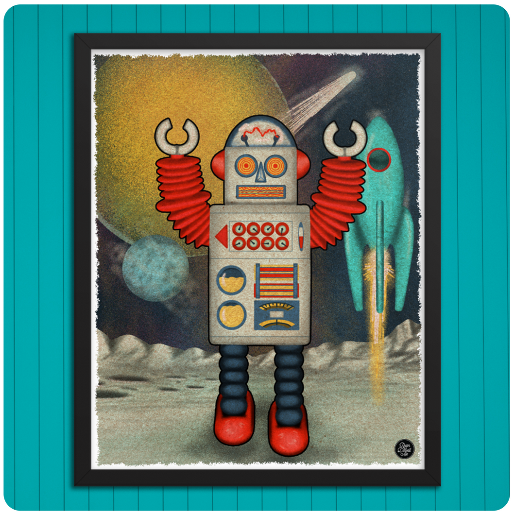 Retro Space Robot Poster Print