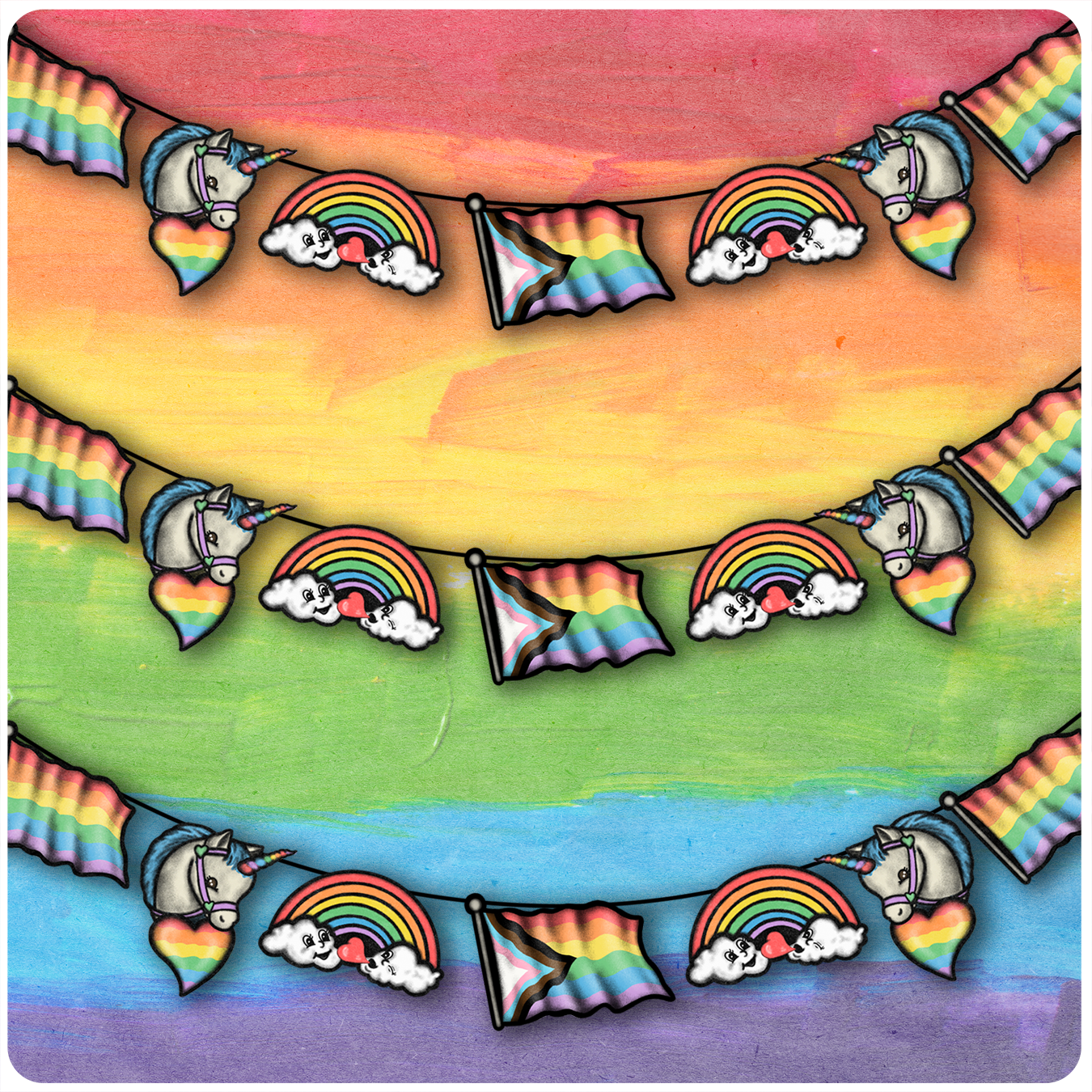 Retro Inspired Pride Hanging Banner