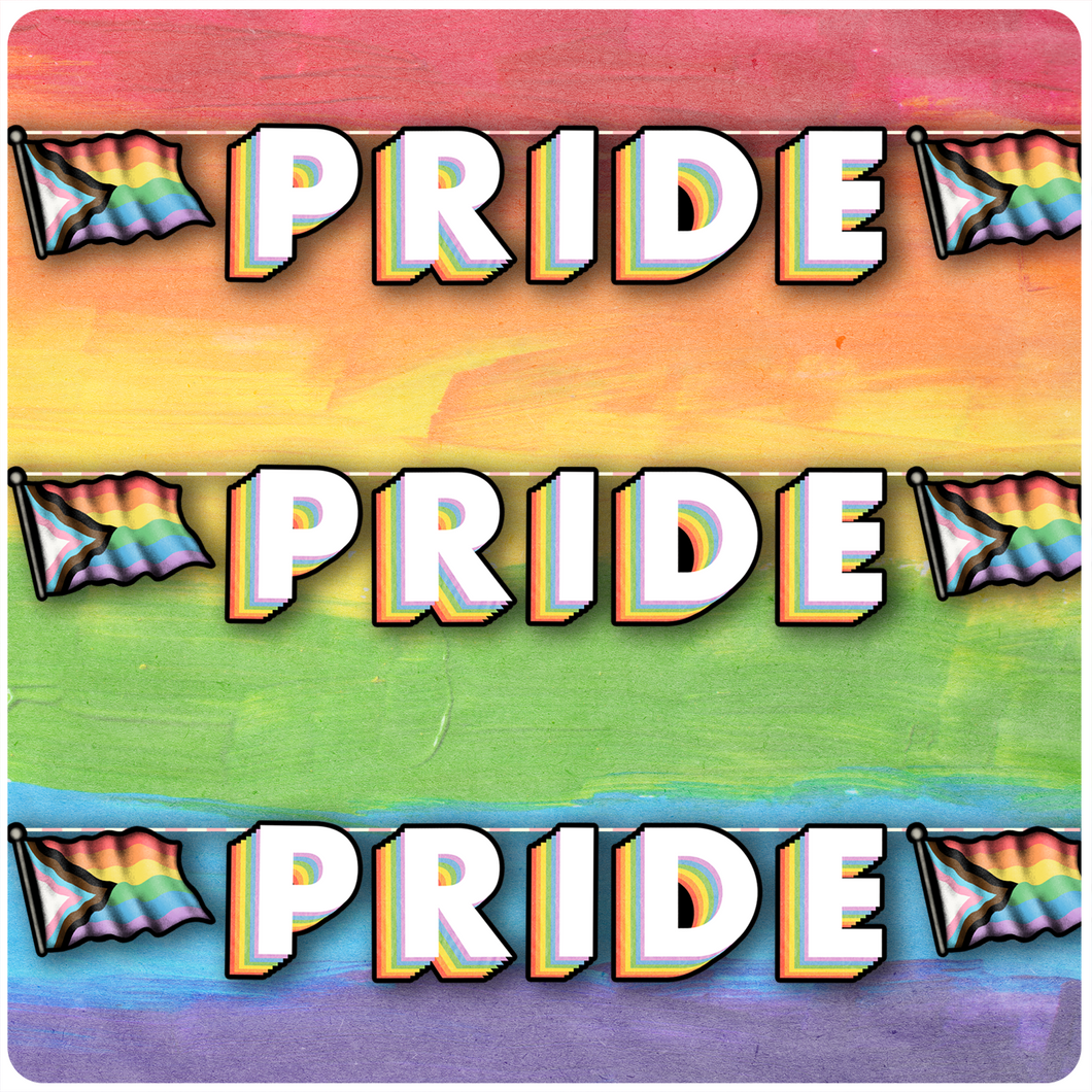 Retro Inspired Pride Letters Hanging Banner