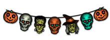 Load image into Gallery viewer, Retro Inspired  Halloween Creature Heads Cutout Banner
