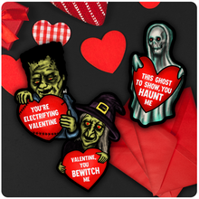 Load image into Gallery viewer, Retro Inspired Spooky Valentine&#39;s Day Card Set of 3

