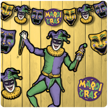 Load image into Gallery viewer, Retro Inspired Mardi Gras Cutout Decoration Set

