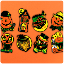 Load image into Gallery viewer, Full Set of 8 Retro Inspired Illuminated Halloween Cutout Decoration Collection
