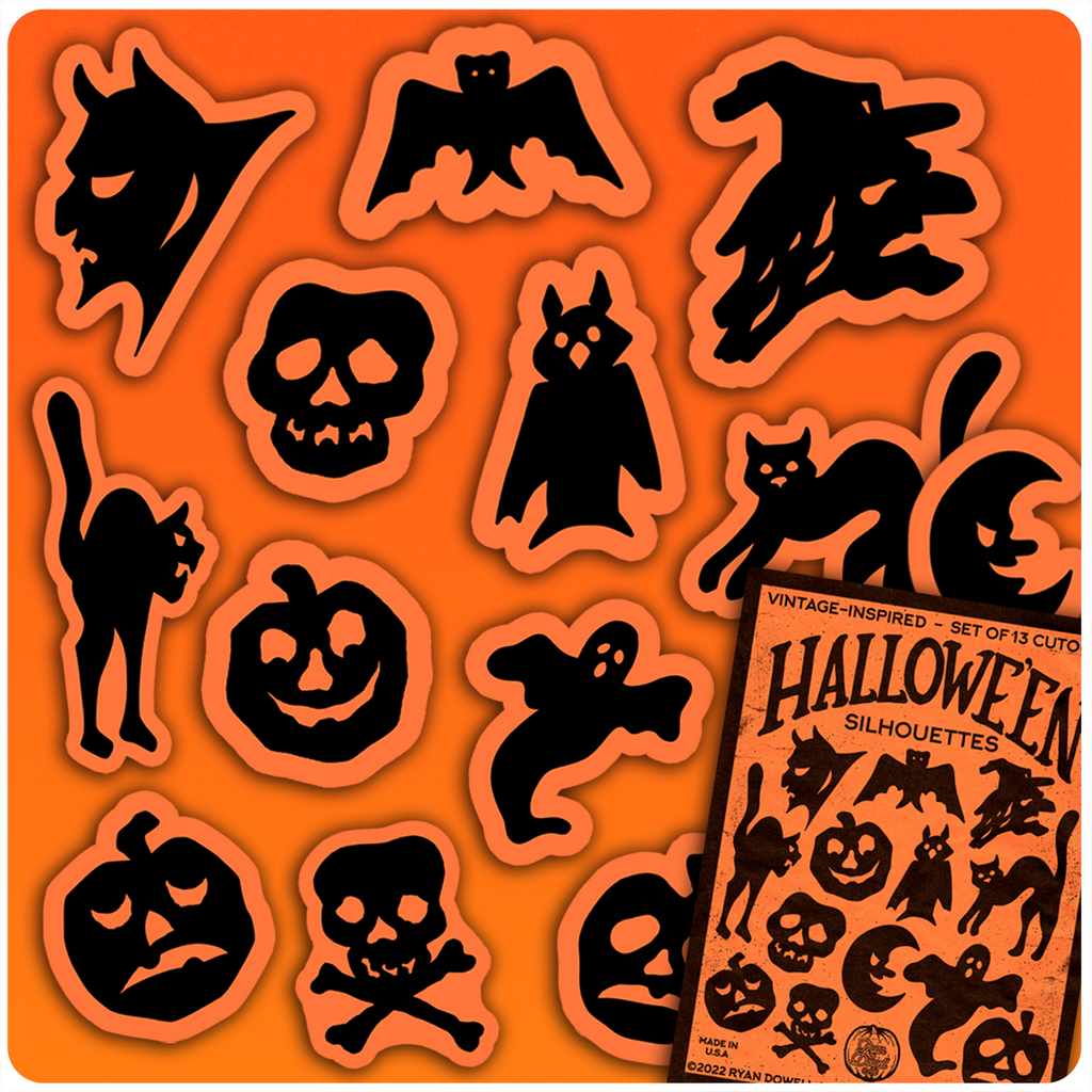 Vintage-Inspired Hallowe'en Silhouette Cutout Set